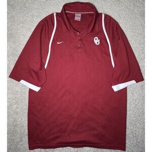 Vintage Oklahoma Sooners Nike Dri-FIT Polo Shirt Red Large